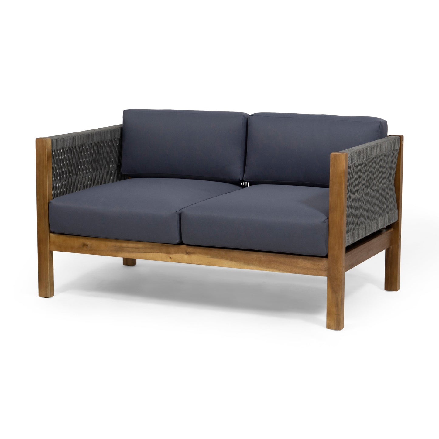 Outdoor Patio Set Acacia Wood Rope Teak Cushions 4 Seater