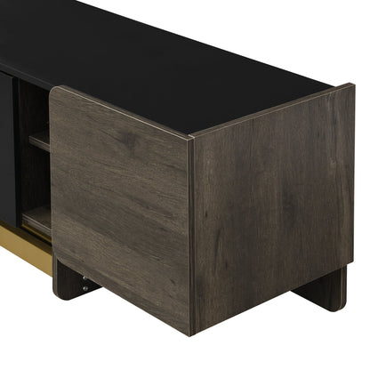 TV Stand and Coffee Table Set 2-Piece White Gold MDF Metal Legs Fits Large TV