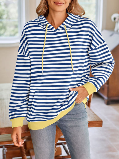 Striped Drawstring Hoodie