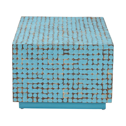 Bohemian Blue Coconut Shell and Acacia Wood Coffee Table