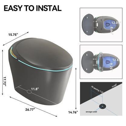 Unique Smart Toile with Built-in Bidet, Auto Open/Close Seat, Foot Sensor, LE...
