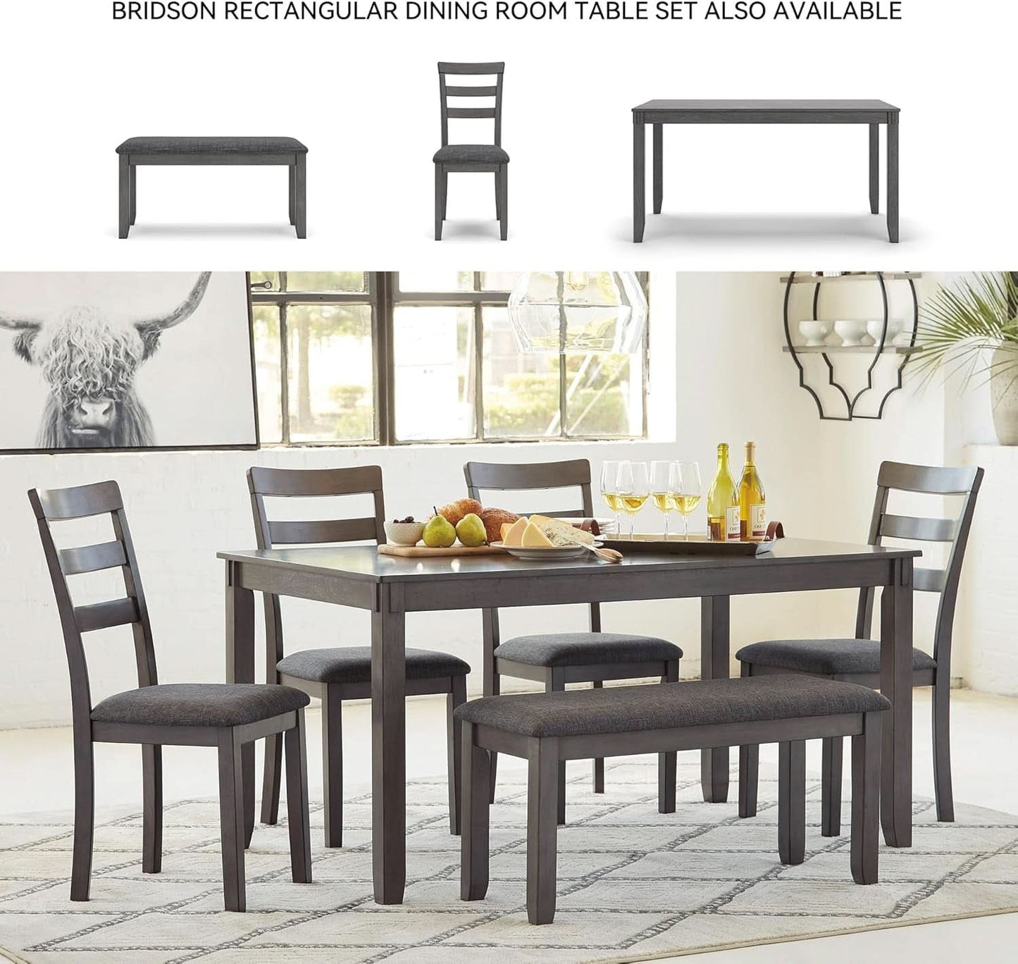 5 Piece Engineered Wood Counter Height Dining Set Gray