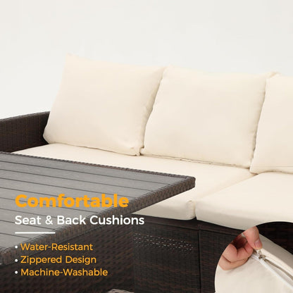Outdoor Sectional Set PE Rattan 7 Piece Seats 8