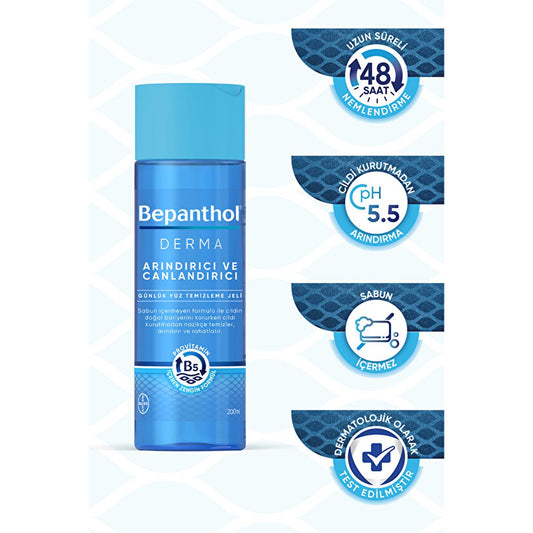 Bepanthol Derma Facial Cleansing Gel - Gentle, Soap-Free, Moisturizing Facial Wash for Sensitive Skin
