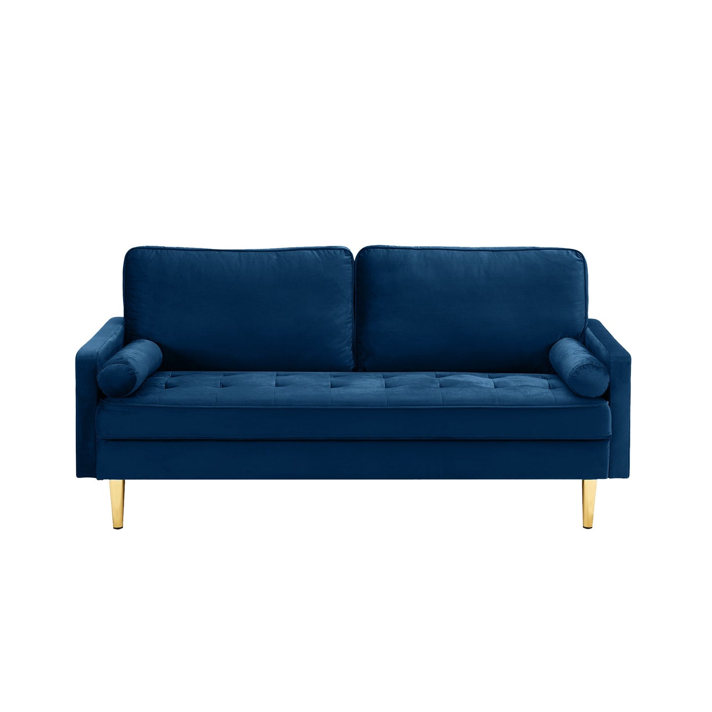 Sofa Minimalist Velvet Navy Gold Metal Legs 2 Seat 65 In 800 LB