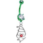 Green Red Nosed Santa Holiday Belly Ring Made with Crystals