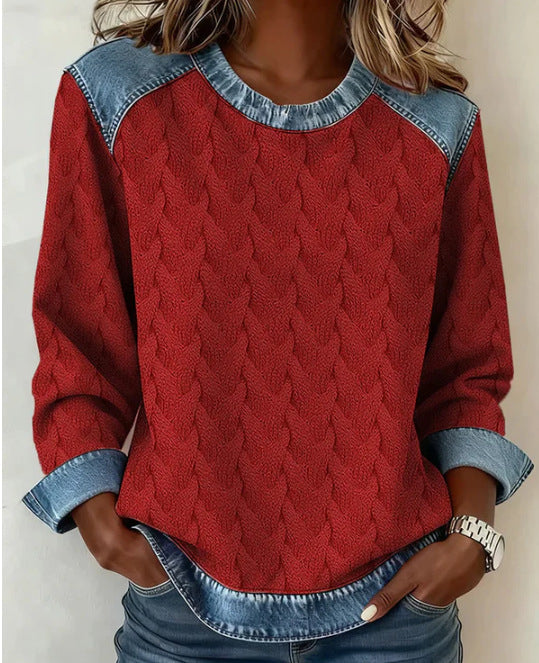 Womens Loose-fitting Round-neck Top With A Printed Design