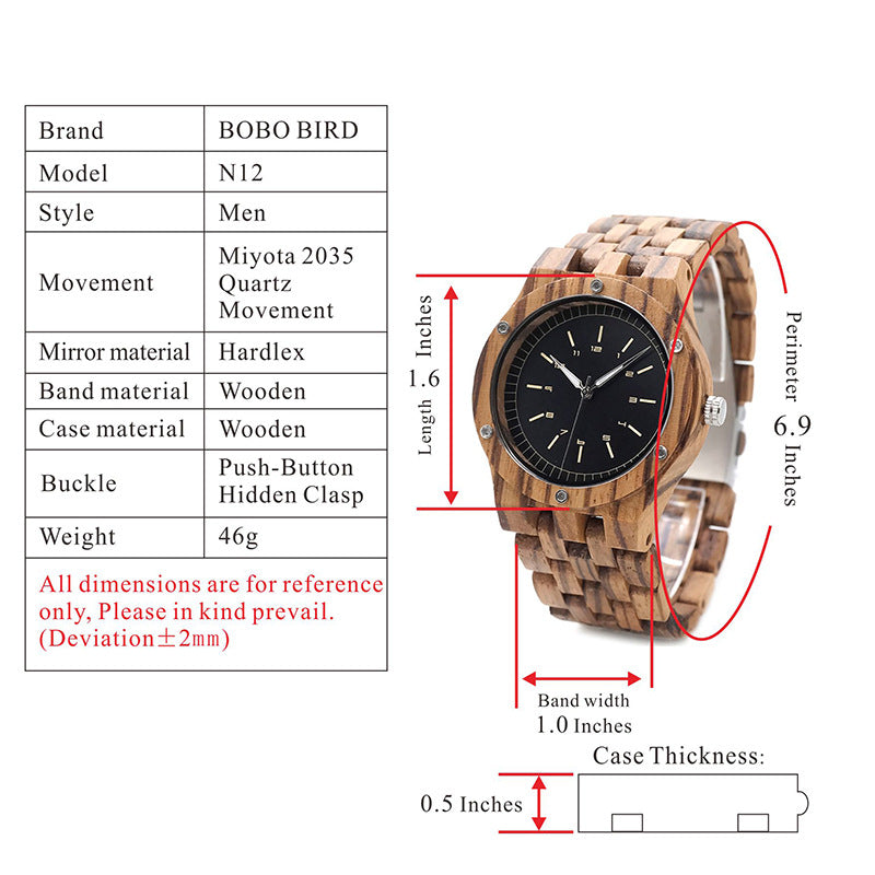 Wooden Pointer Style Quartz Watch