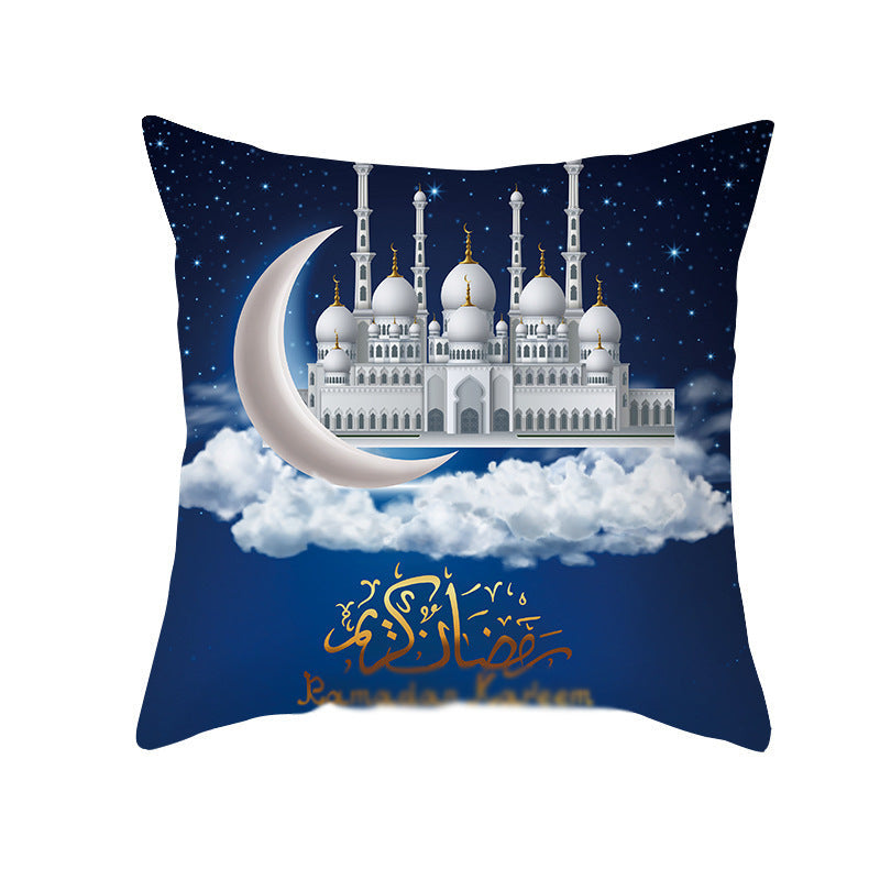 Home Fashion National Style Peach Skin Velvet Printed Cushion Cover