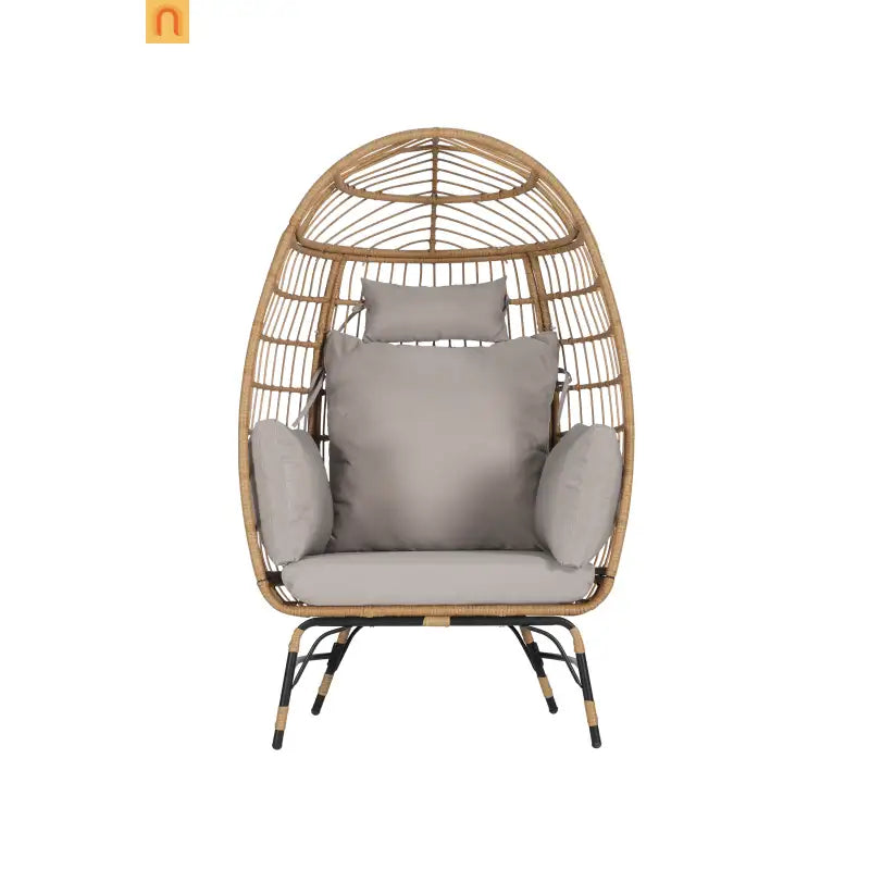 Outdoor Egg Chair Wicker 39" Light Gray 600 Lb
