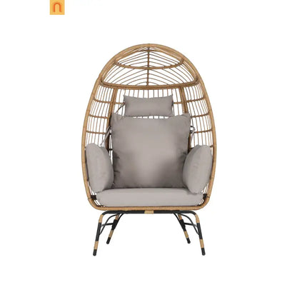 Outdoor Egg Chair Wicker 39" Light Gray 600 Lb