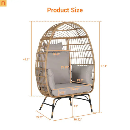 Outdoor Egg Chair Wicker 39" Light Gray 600 Lb