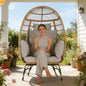 Outdoor Egg Chair Wicker 39" Light Gray 600 Lb