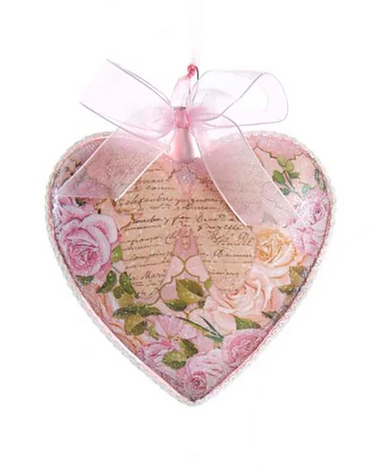 Blush Boho Chic Glass Pink Heart Ornaments -