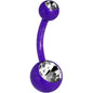 14G 3/8 Clear Gem Purple Glow In The Dark Effect Belly Ring