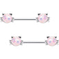 5/8 White Faux Opal Kitty Cat Whiskers Barbell Nipple Ring Set
