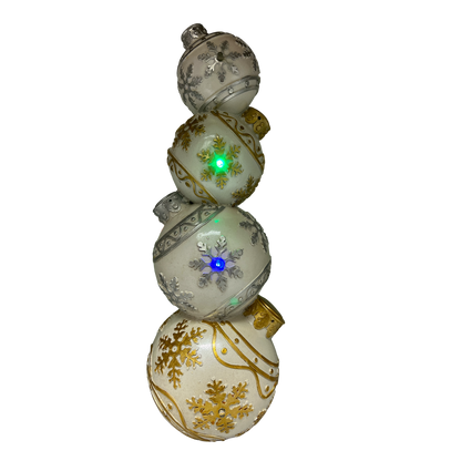 Lighted Silver and Gold Ornament Stack - 15 Inch