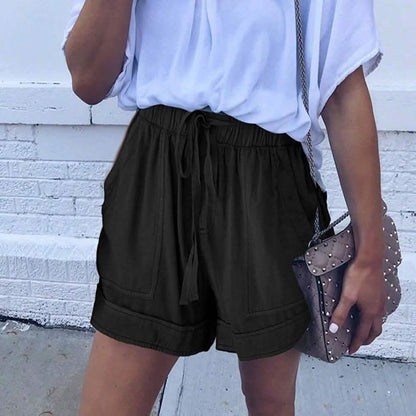 Elapsy Womens Casual Drawstring Elastic Waist Summer Shorts with Pockets
