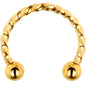 16G 3/8 Gold Tone Seriously Twisted Horseshoe Circular Barbell