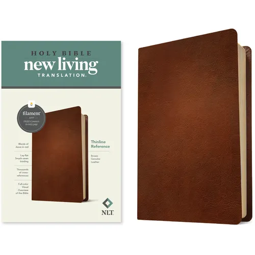 NLT Thinline Reference Bible, Filament Enabled (Genuine Leather, Brown, Red Letter) - Leather