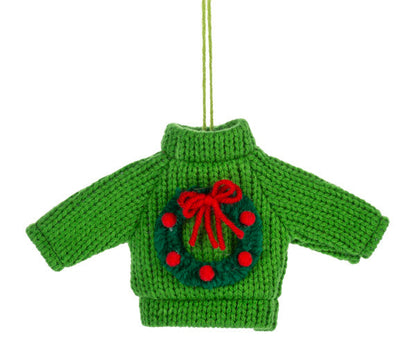Knit Christmas Sweater Ornament -  Red