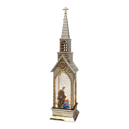Lighted Church Waterglobe -  Holy Family