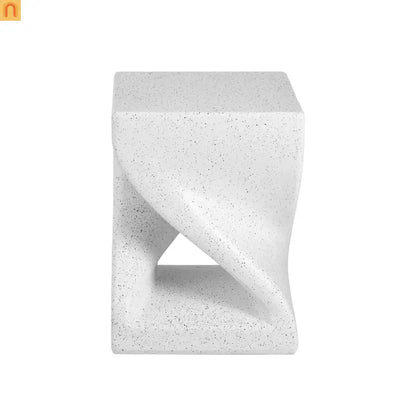 Outdoor Side Table MGO Twisted Base Terrazzo White 13.39x17.91in