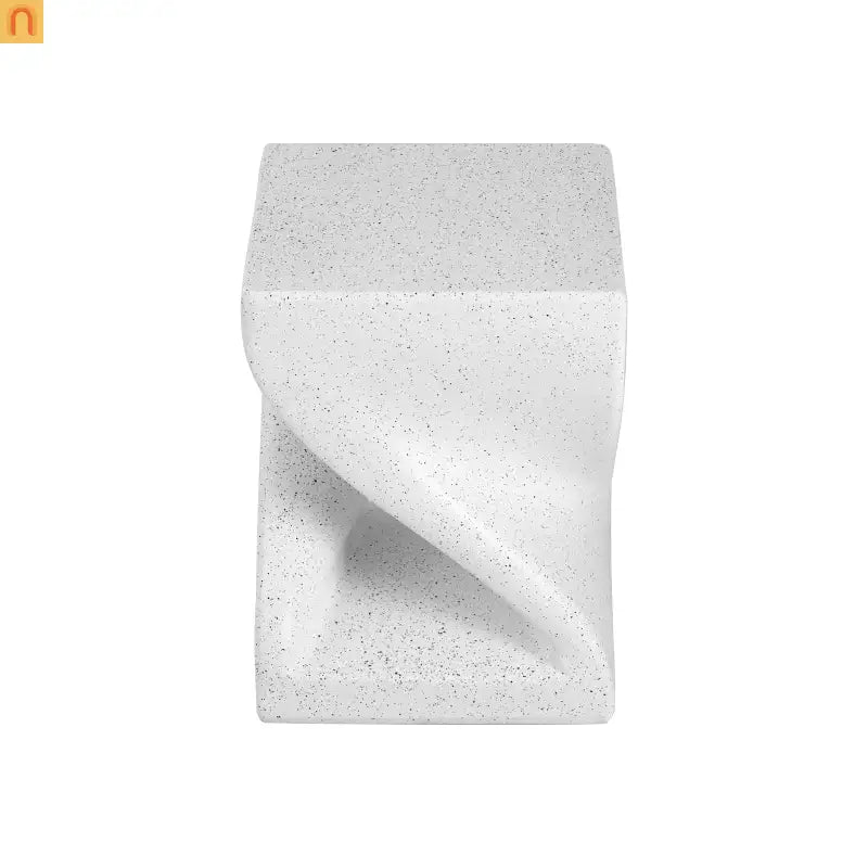 Outdoor Side Table MGO Twisted Base Terrazzo White 13.39x17.91in