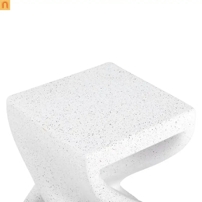 Outdoor Side Table MGO Twisted Base Terrazzo White 13.39x17.91in