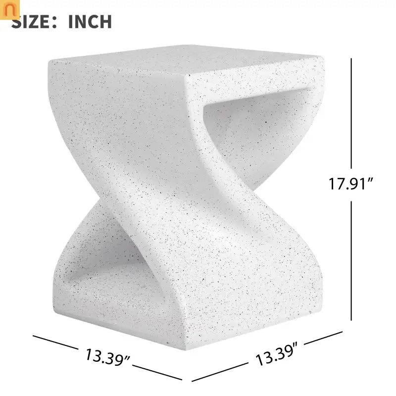 Outdoor Side Table MGO Twisted Base Terrazzo White 13.39x17.91in