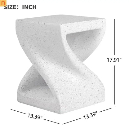 Outdoor Side Table MGO Twisted Base Terrazzo White 13.39x17.91in