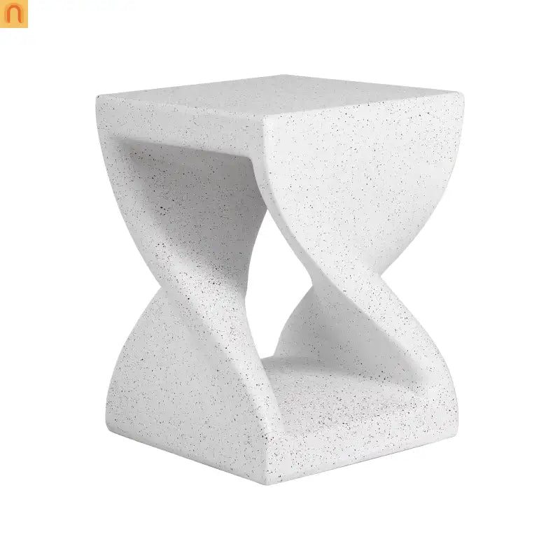 Outdoor Side Table MGO Twisted Base Terrazzo White 13.39x17.91in