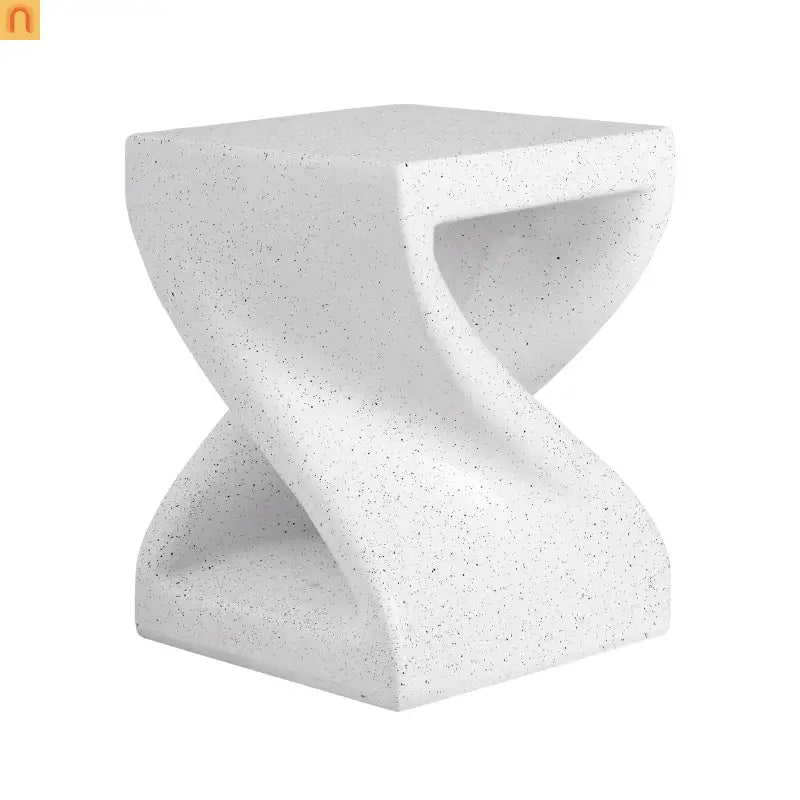 Outdoor Side Table MGO Twisted Base Terrazzo White 13.39x17.91in