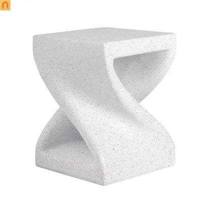 Outdoor Side Table MGO Twisted Base Terrazzo White 13.39x17.91in