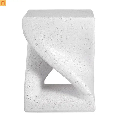 Outdoor Side Table MGO Twisted Base Terrazzo White 13.39x17.91in