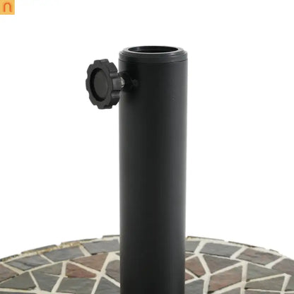 Patio Umbrella Base Round Mosaic Tile Concrete Iron 18.9 In 38-48 mm Pole
