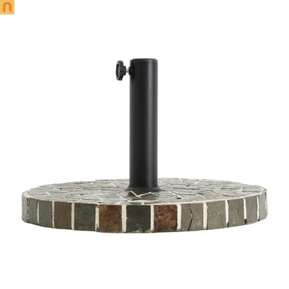 Patio Umbrella Base Round Mosaic Tile Concrete Iron 18.9 In 38-48 mm Pole