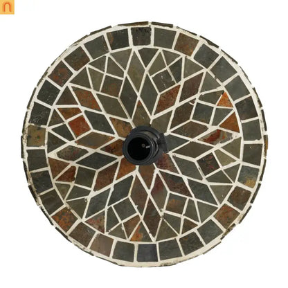 Patio Umbrella Base Round Mosaic Tile Concrete Iron 18.9 In 38-48 mm Pole