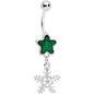 Green Gem Star and Snowflake Dangle Belly Ring