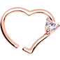 Clear CZ Gem Rose Gold Plated Free Heart Left Daith Cartilage Tragus