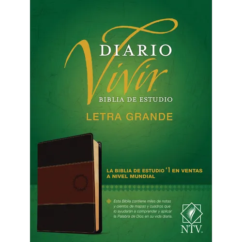 Biblia de Estudio del Diario Vivir Ntv, Letra Grande (Sentipiel, Café/Café Claro, Índice, Letra Roja) - Imitation Leather