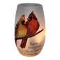 Lighted Glass Vase - Winter Cardinals - 5.25 Inches tall
