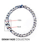 Mens Stainless Steel Blue IP 2.3mm Figaro Chain Bracelet