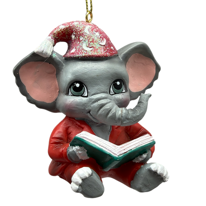 Festive Jungle Elephant Pajama Ornament