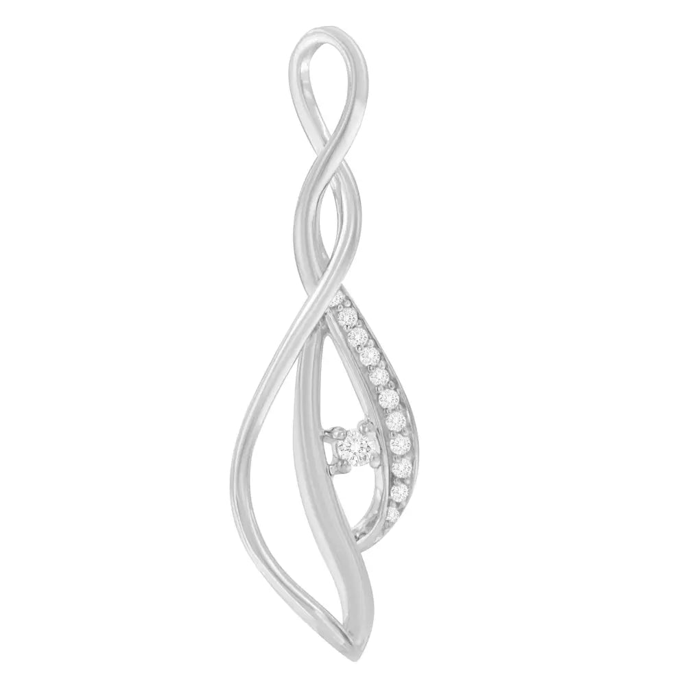 Diamond Cascade Twist Pendant Necklace in 10K White Gold 1/10 Cttw
