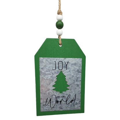 Holiday Tag Sign with Beaded Hanger -