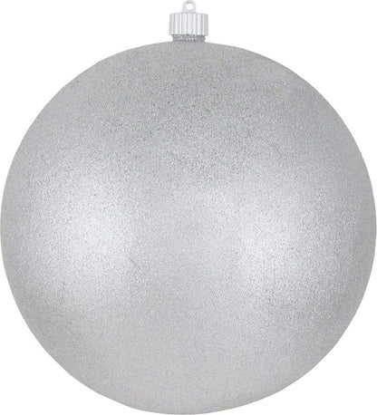 10" Commercial Shatterproof Ball Ornament - Silver Glitter