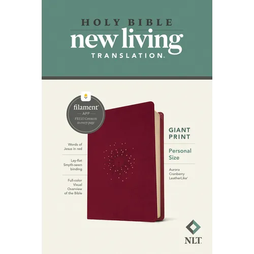 NLT Personal Size Giant Print Bible, Filament Enabled (Leatherlike, Aurora Cranberry, Red Letter) - Imitation Leather