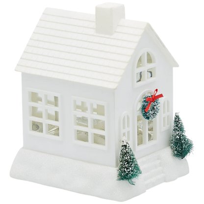 Lighted Swirl House with Trees & Wreath