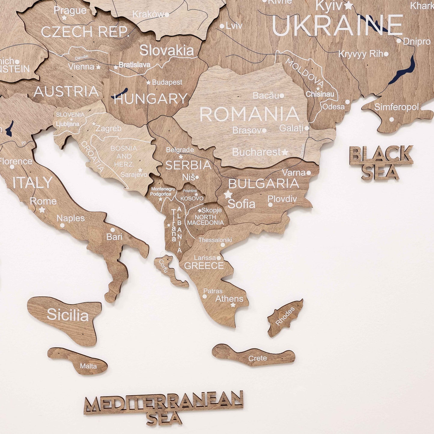 3D Europe Wooden Map Terra